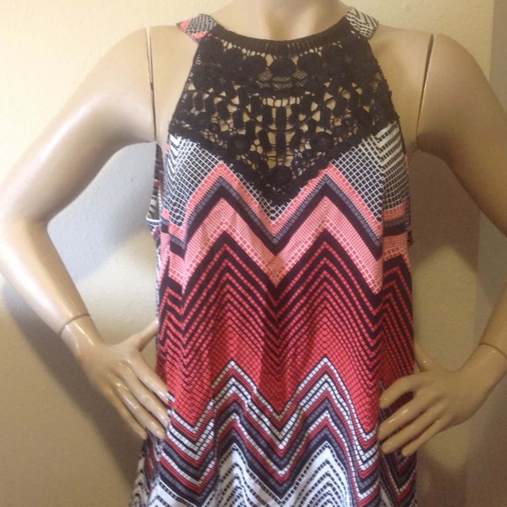 Lace Neck Tank Blouse